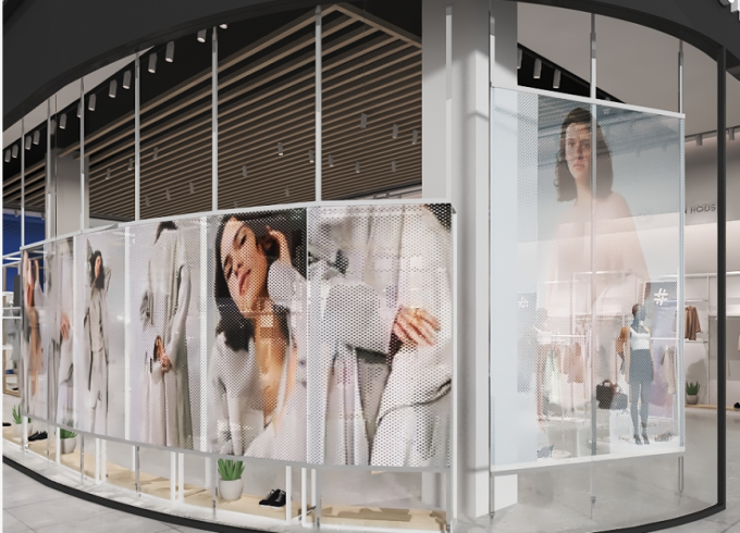 شاشة عرض داخلية شفافة LED P3.91شاشة عرض حائط فيديو الزجاجية LED mesh 0