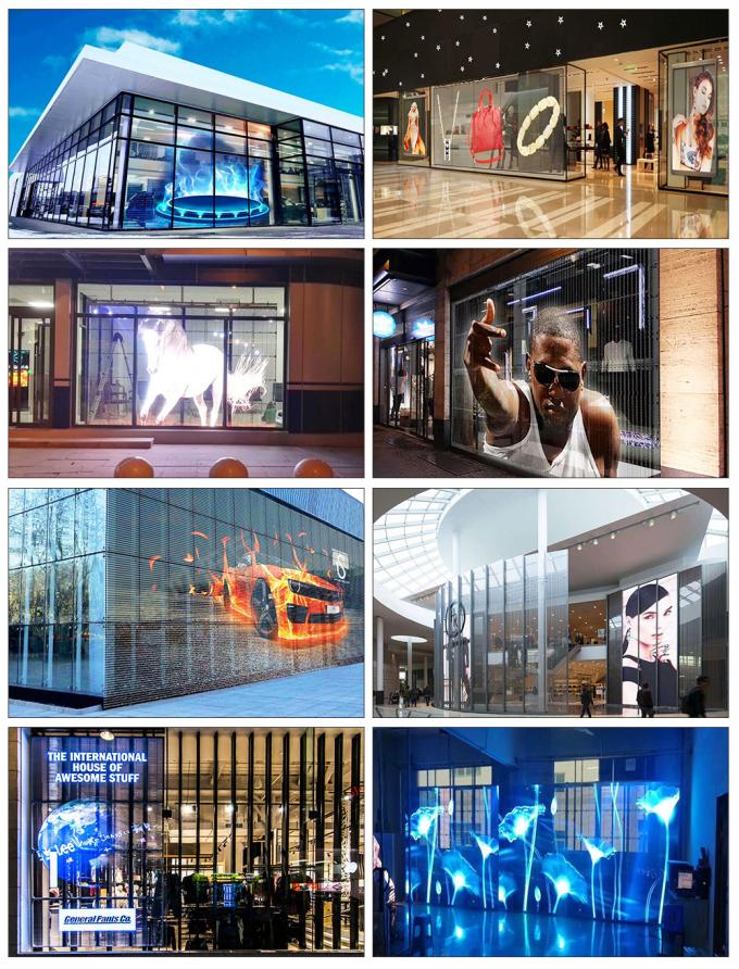 3.91-7.82mm Pixel Pitch شاشة عرض LED شفافة مع شفافية 75٪ لمسافة مشاهدة 5-100m 3