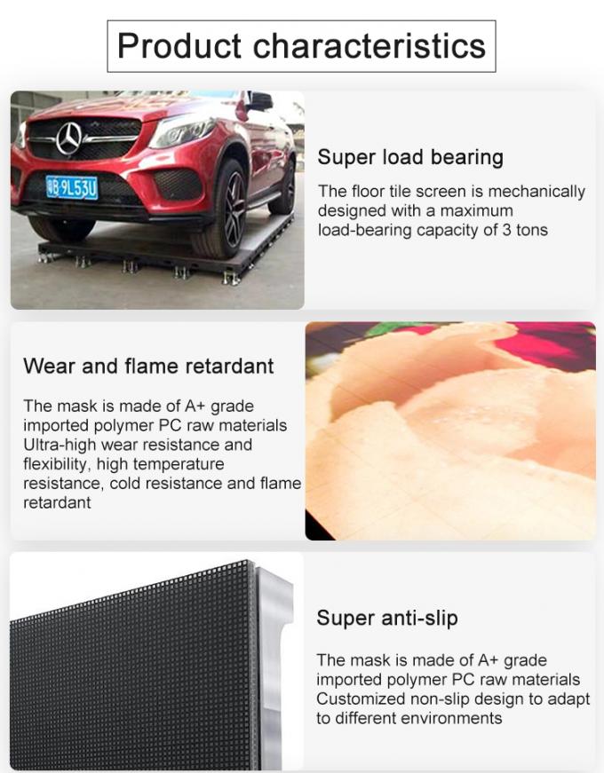 P3.91 أرضية الرقص داخل / خارج أرضية الرقص شاشة عرض LED تفاعلية 0