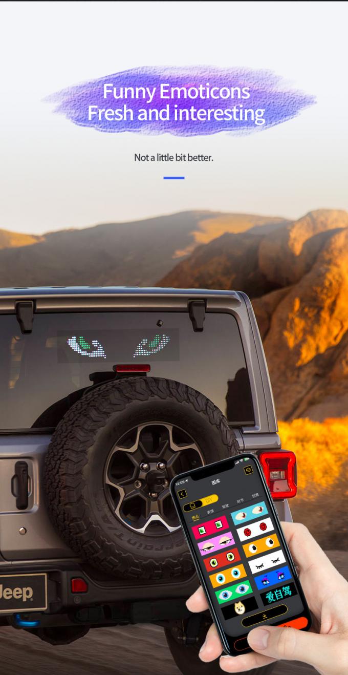 شاشة إشارة سيارة LED 16 * 64 قابلة للبرمجة USB 5V RGB نمط الرسوم المتحركة النص DIY لوحة التمرير التحكم عن بعد الإعلان شاشة LED 3