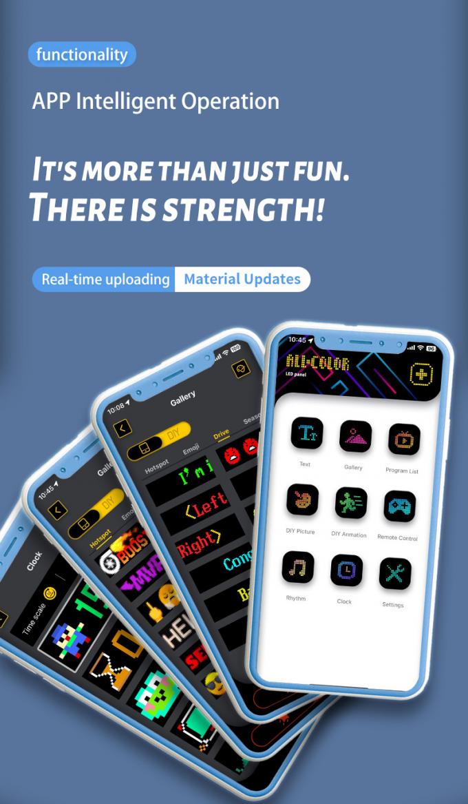 شاشة إشارة سيارة LED 16 * 64 قابلة للبرمجة USB 5V RGB نمط الرسوم المتحركة النص DIY لوحة التمرير التحكم عن بعد الإعلان شاشة LED 5